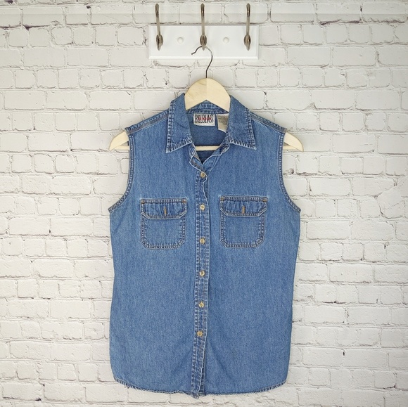 VTG Bill Blass denim chambray button up vest - Picture 1 of 3